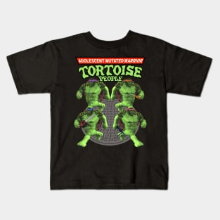 Adolescent Mutated Warrior Tortoise People - Off Brand Knock Off Parody Funny Comic Characters Kids T-Shirt